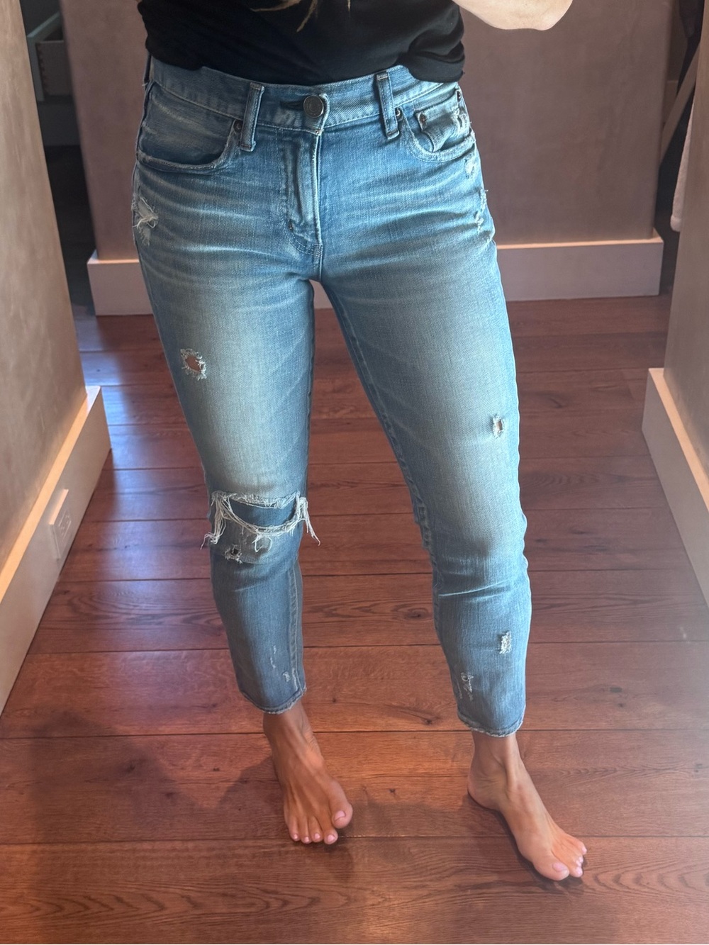 Moussy vintage Distressed Cropped Skinny Jeans